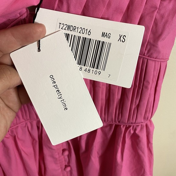 O.P.T one pretty time x revolve women's pink poplin midi ruffle dress NWT sz XS - Picture 7 of 8